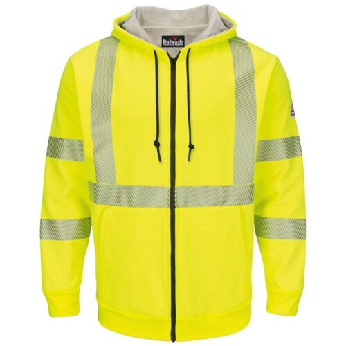 Men's Hi-Visibility Zip-Front Hooded Fleece Sweatshirt with Waffle Lining Thumbnail
