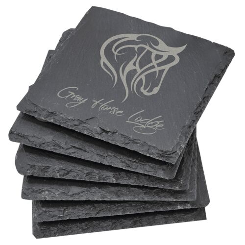 4" x 4" Square Slate Coaster Set-6 Piece Thumbnail